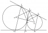 Две окружности радиусов R и r (R > r) внешне касаются в точке K. Одна прямая касается окружностей: большей в точке A, меньшей в точке C. 